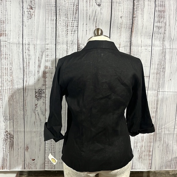 Nwt Talbots  100% Irish linen black button down blouse size 14. - Picture 3 of 10